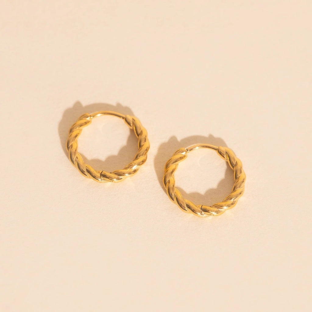 Twisted Rope Rounded Huggie Hoop Earrings by Oh Clementine