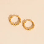 Twisted Rope Rounded Huggie Hoop Earrings by Oh Clementine