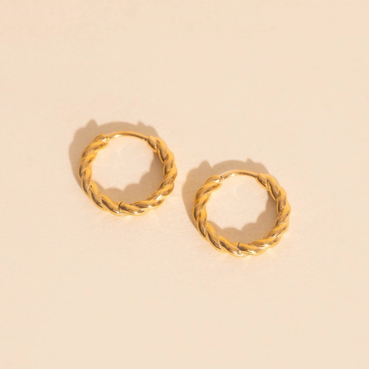 Twisted Rope Rounded Huggie Hoop Earrings by Oh Clementine