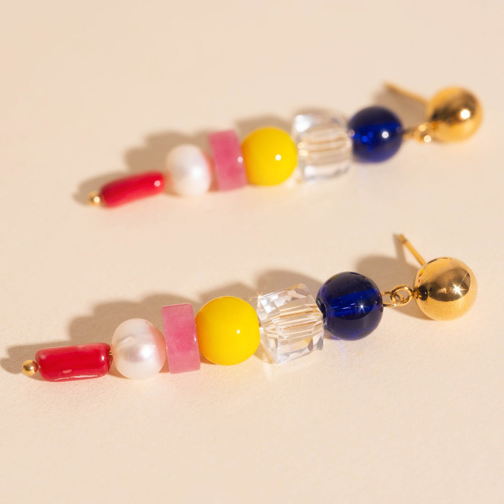 Sea Glass Dangle Stud Earrings