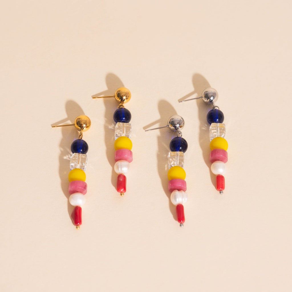 Sea Glass Dangle Stud Earrings