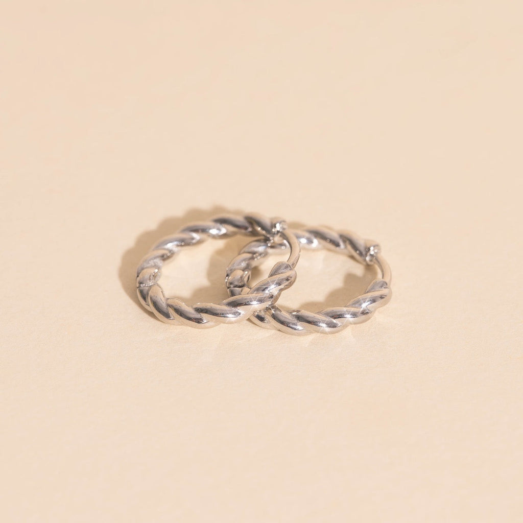 Twisted Rope Rounded Huggie Hoop Earrings