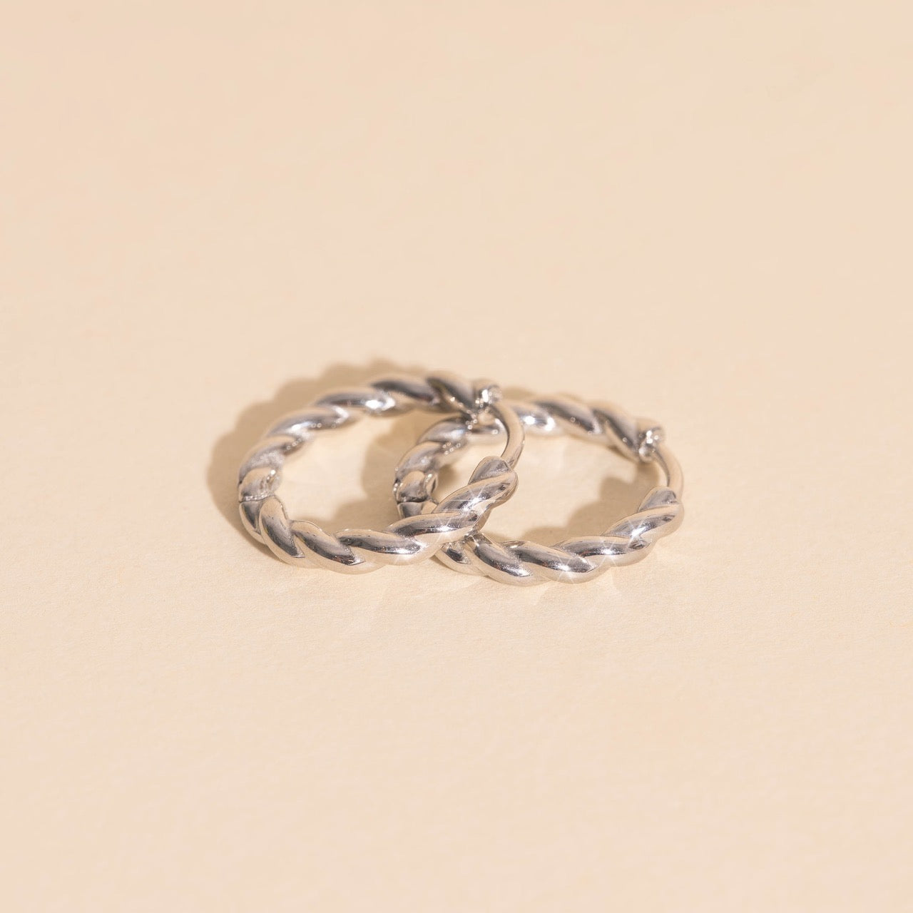 Twisted Rope Rounded Huggie Hoop Earrings