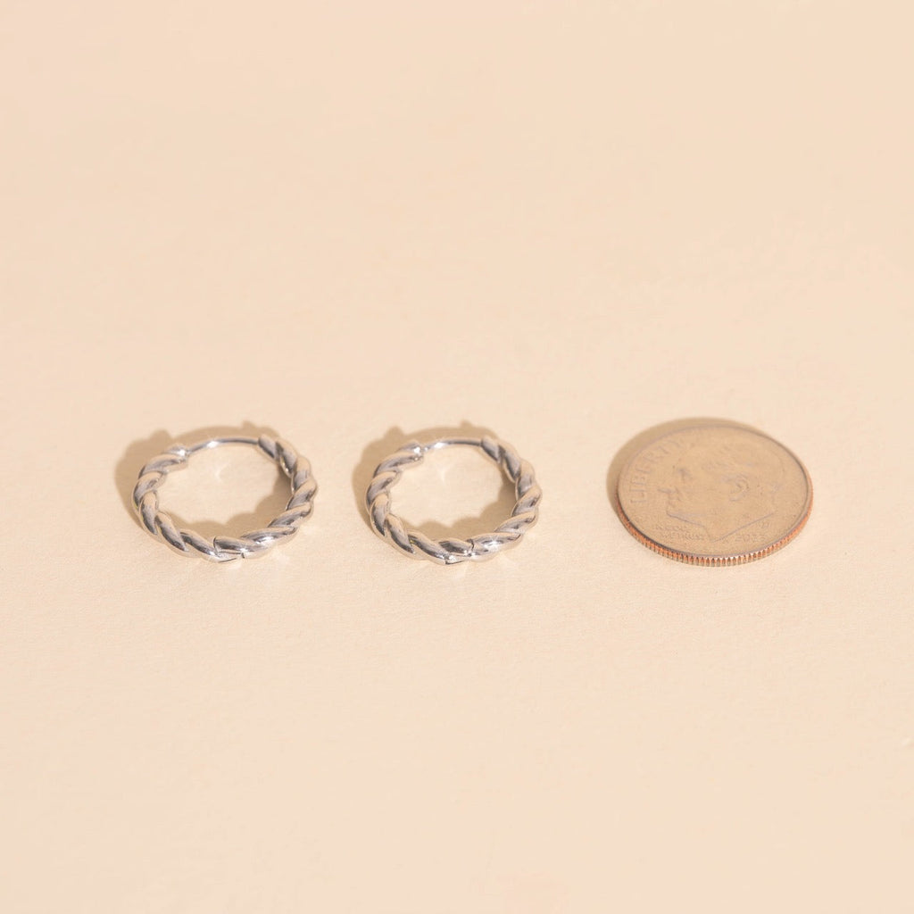 Twisted Rope Rounded Huggie Hoop Earrings