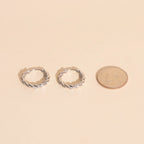 Twisted Rope Rounded Huggie Hoop Earrings