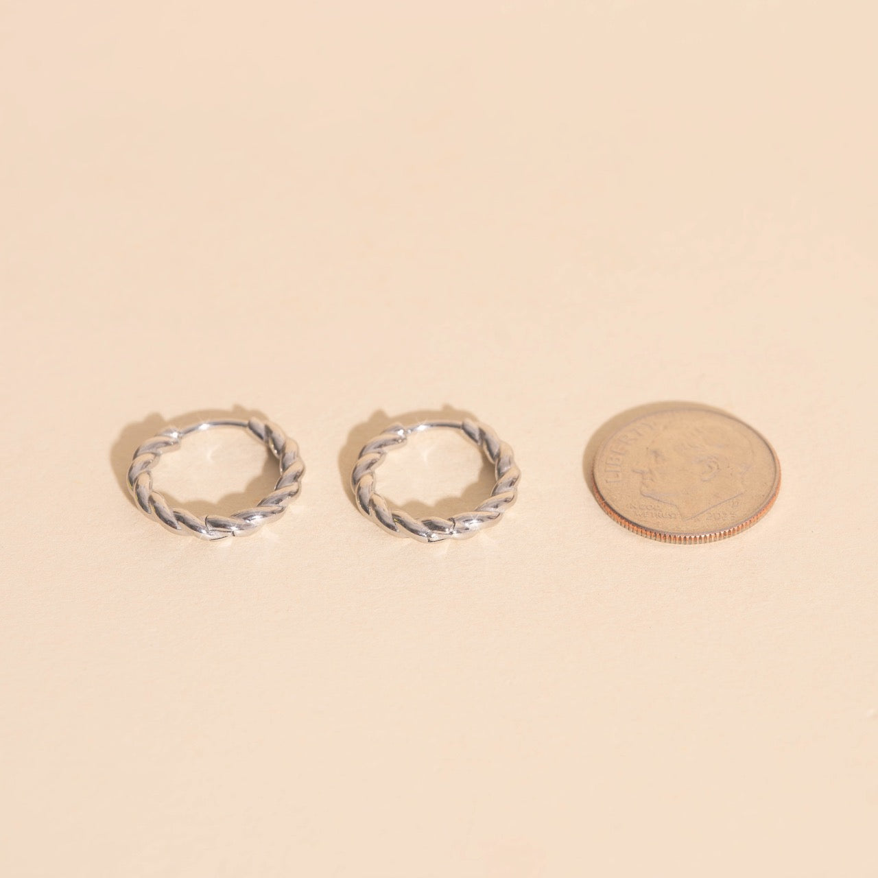 Twisted Rope Rounded Huggie Hoop Earrings