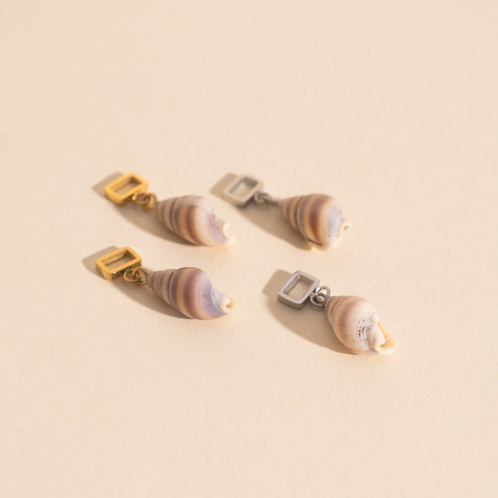 Spiral Shell Chunky Huggie Hoop Charms