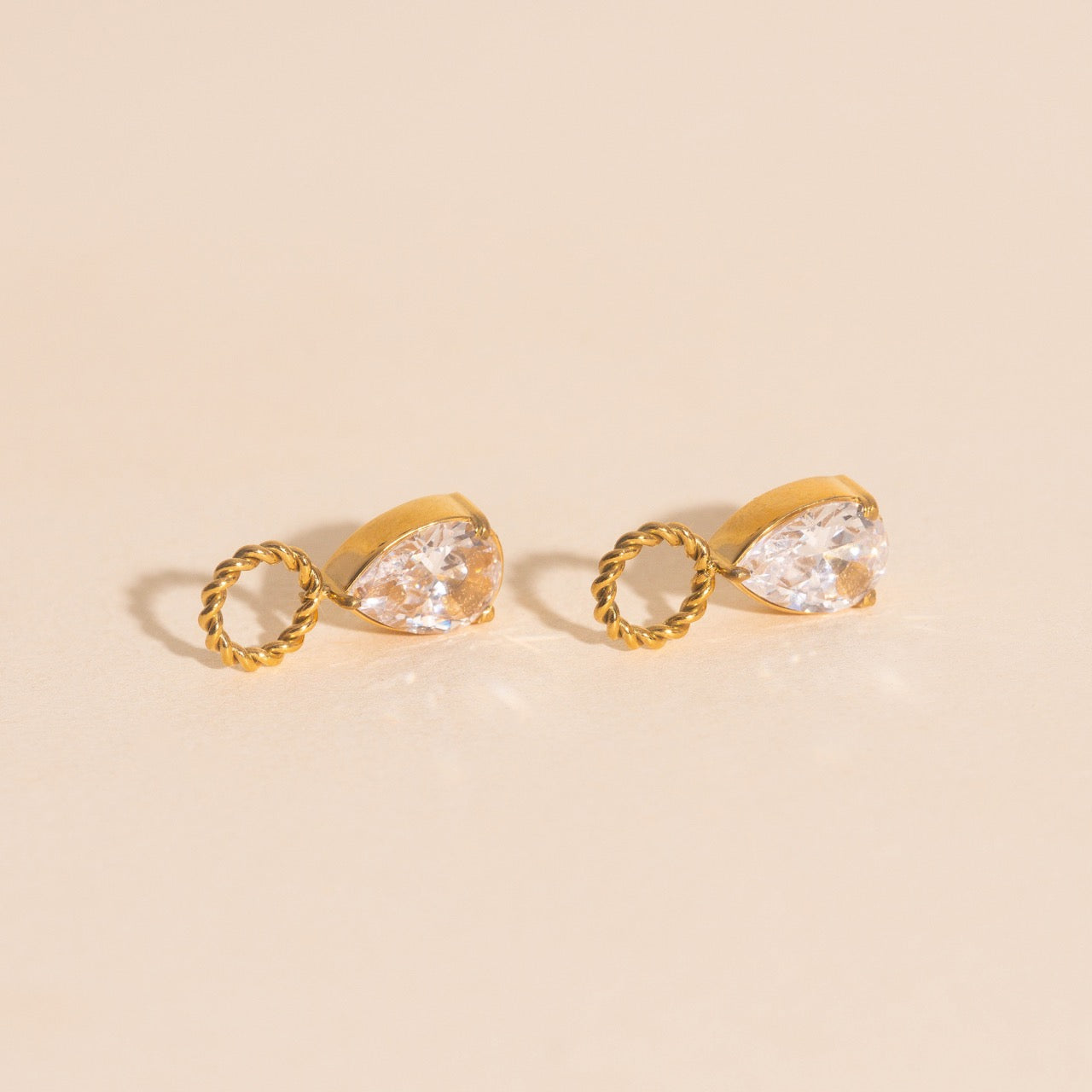 Crystal Pear Huggie Hoop Charms