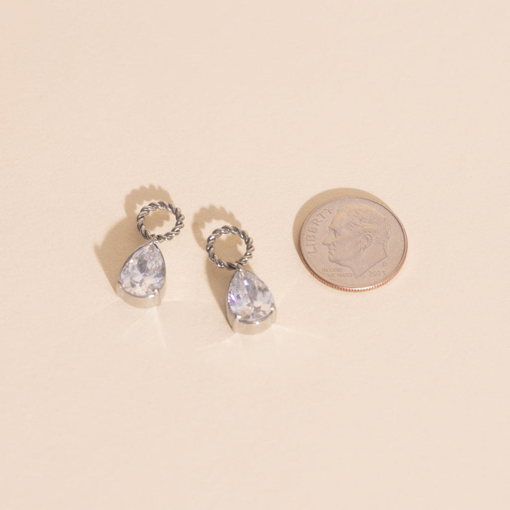 Crystal Pear Huggie Hoop Charms