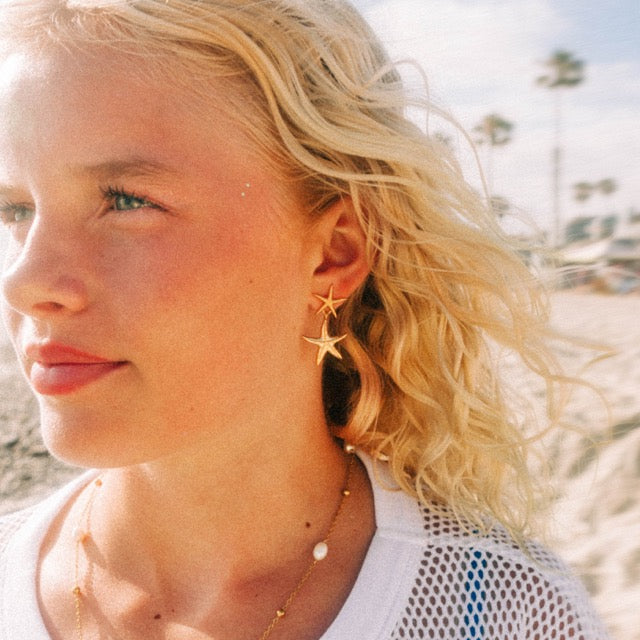 Starfish Dangle Stud Earrings