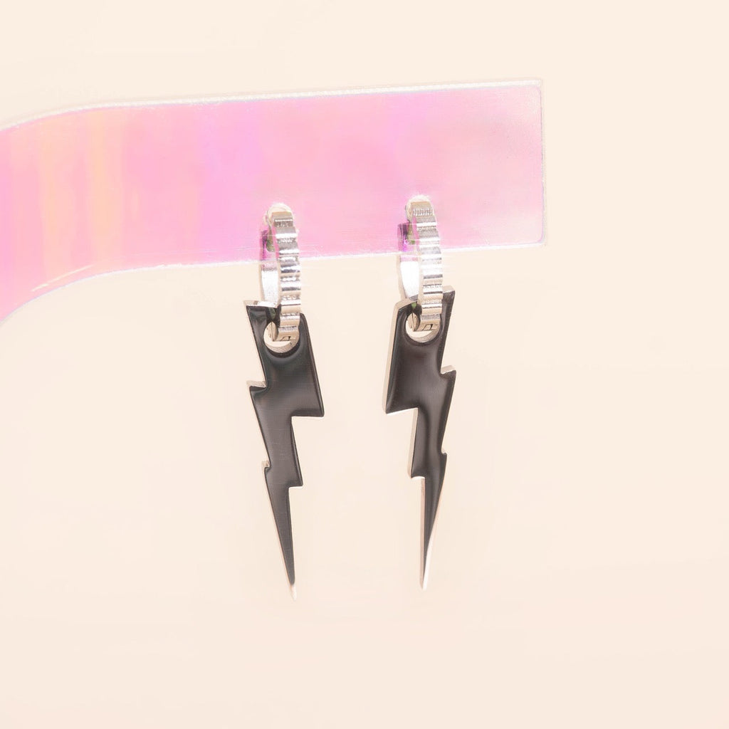 Lightning Bolt Huggie Hoop Charms