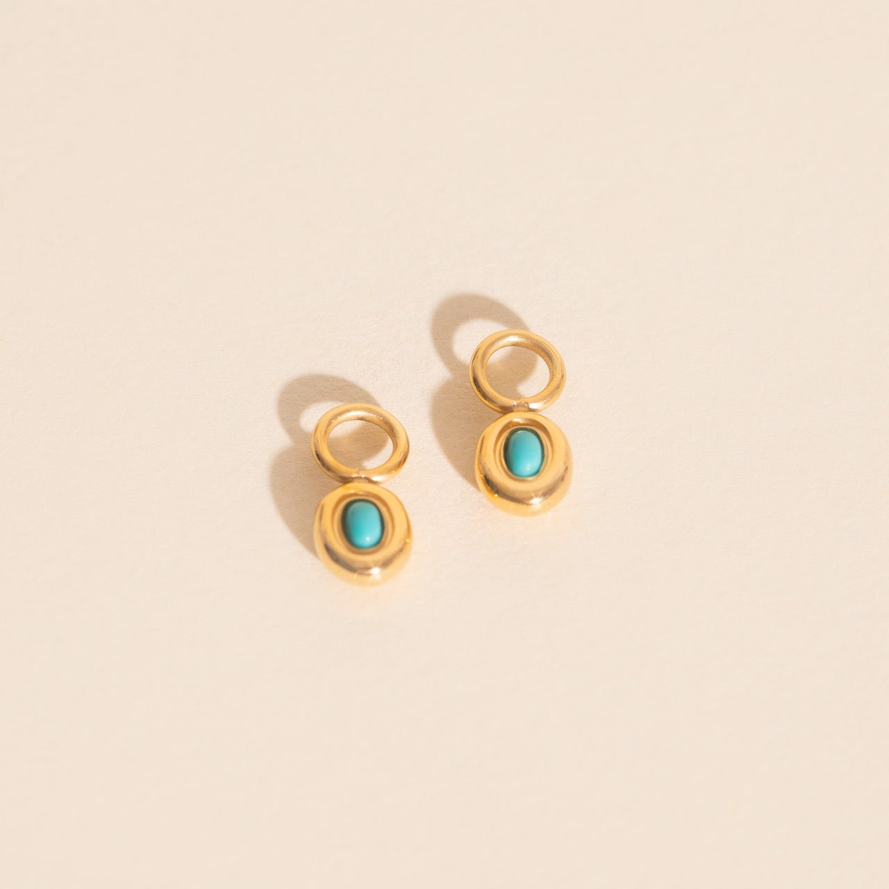 Turquoise Gem Huggie Hoop Charms