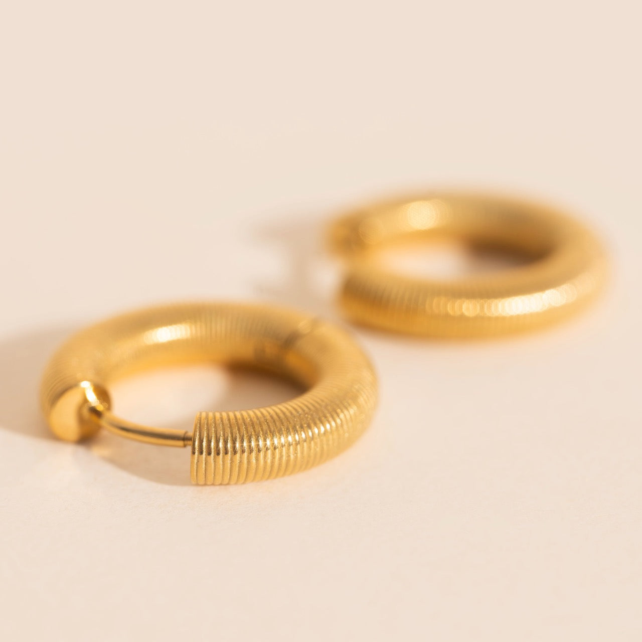 Coil Chunky Rounded Huggie Hoop Earrings