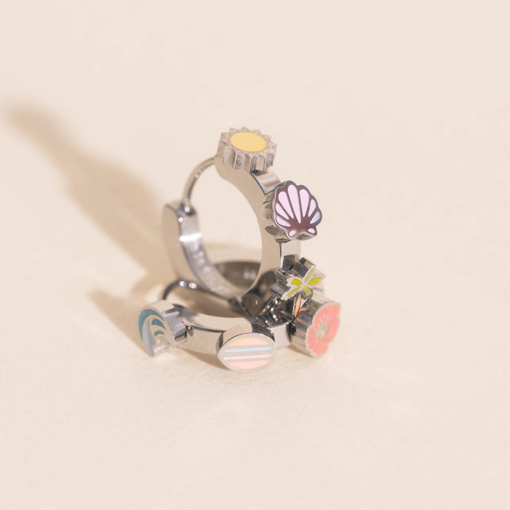 Beach 3D Huggie Hoop Earrings