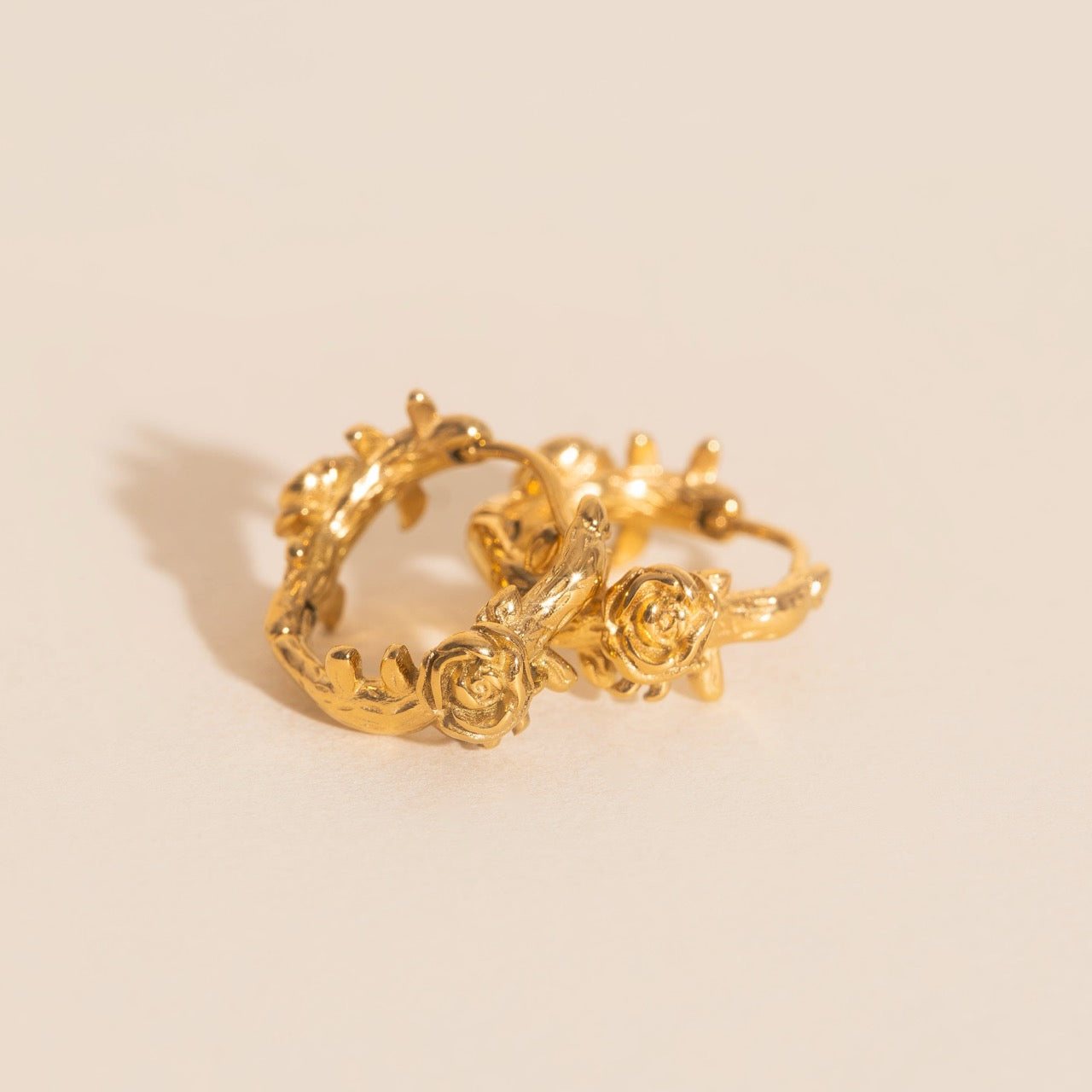 Climbing Rose Huggie Hoop Earrings