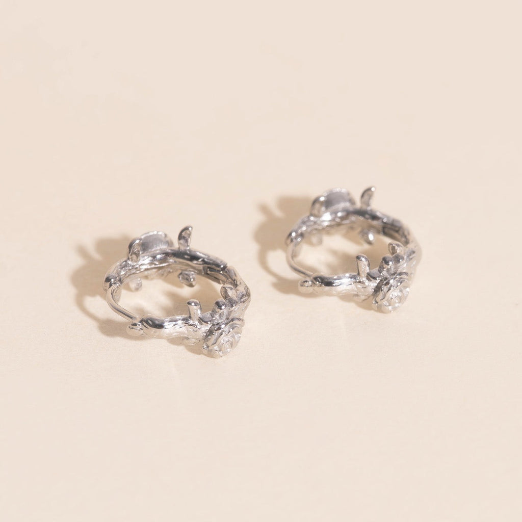 Climbing Rose Huggie Hoop Earrings