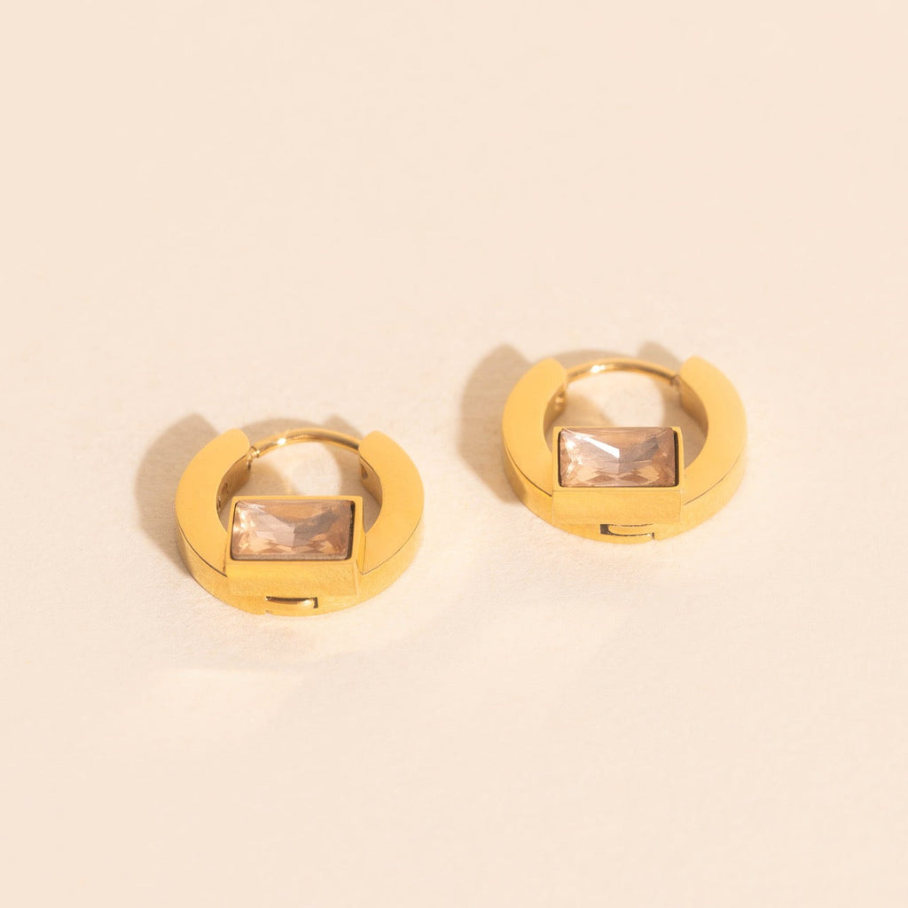 Blush Baguette Huggie Hoop Earrings