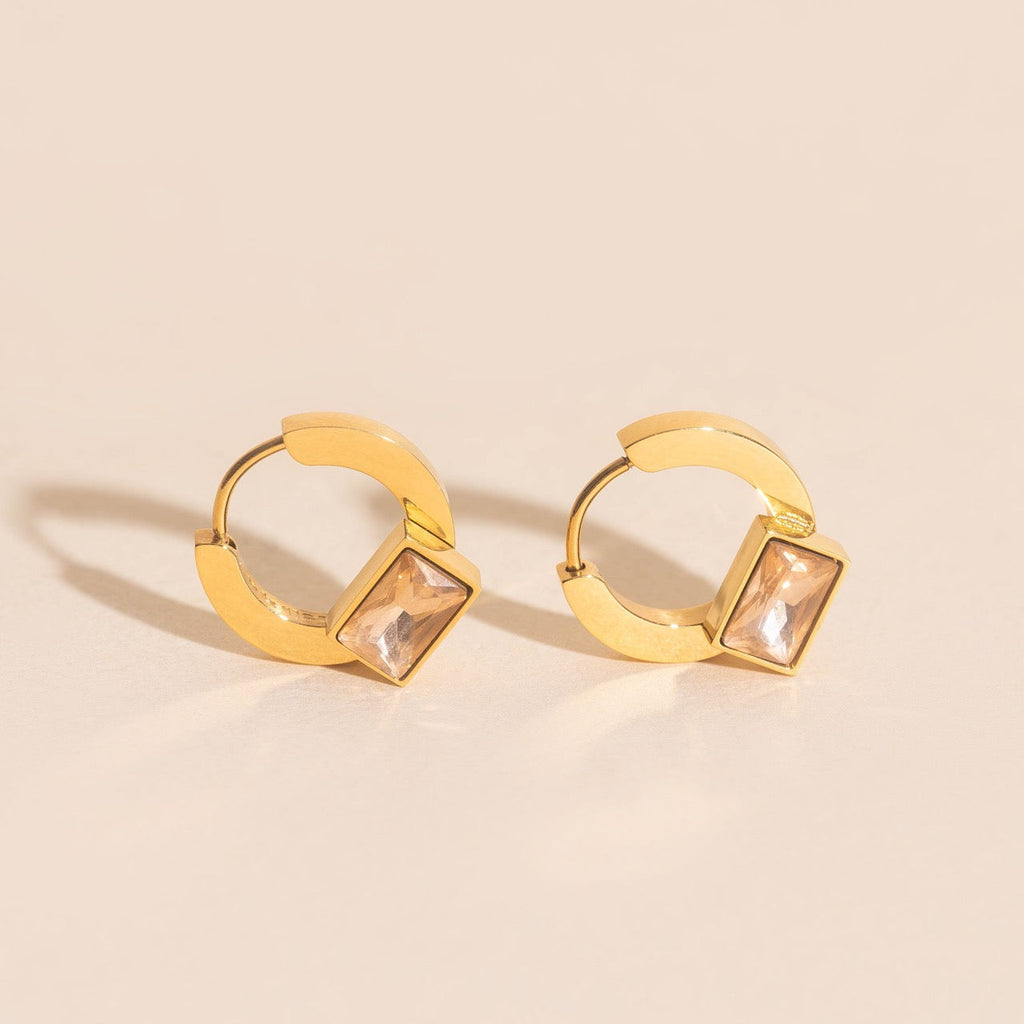 Blush Baguette Huggie Hoop Earrings