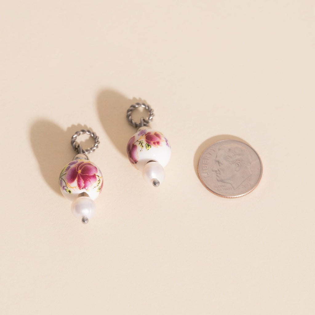 Floral Bead Huggie Hoop Charms