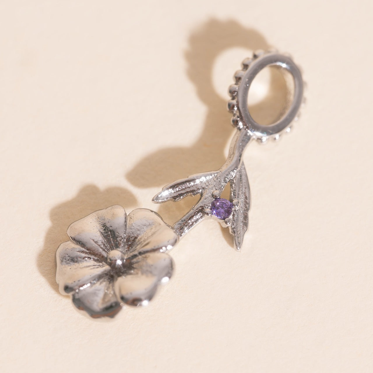 February Violet Birth Flower Necklace Charm