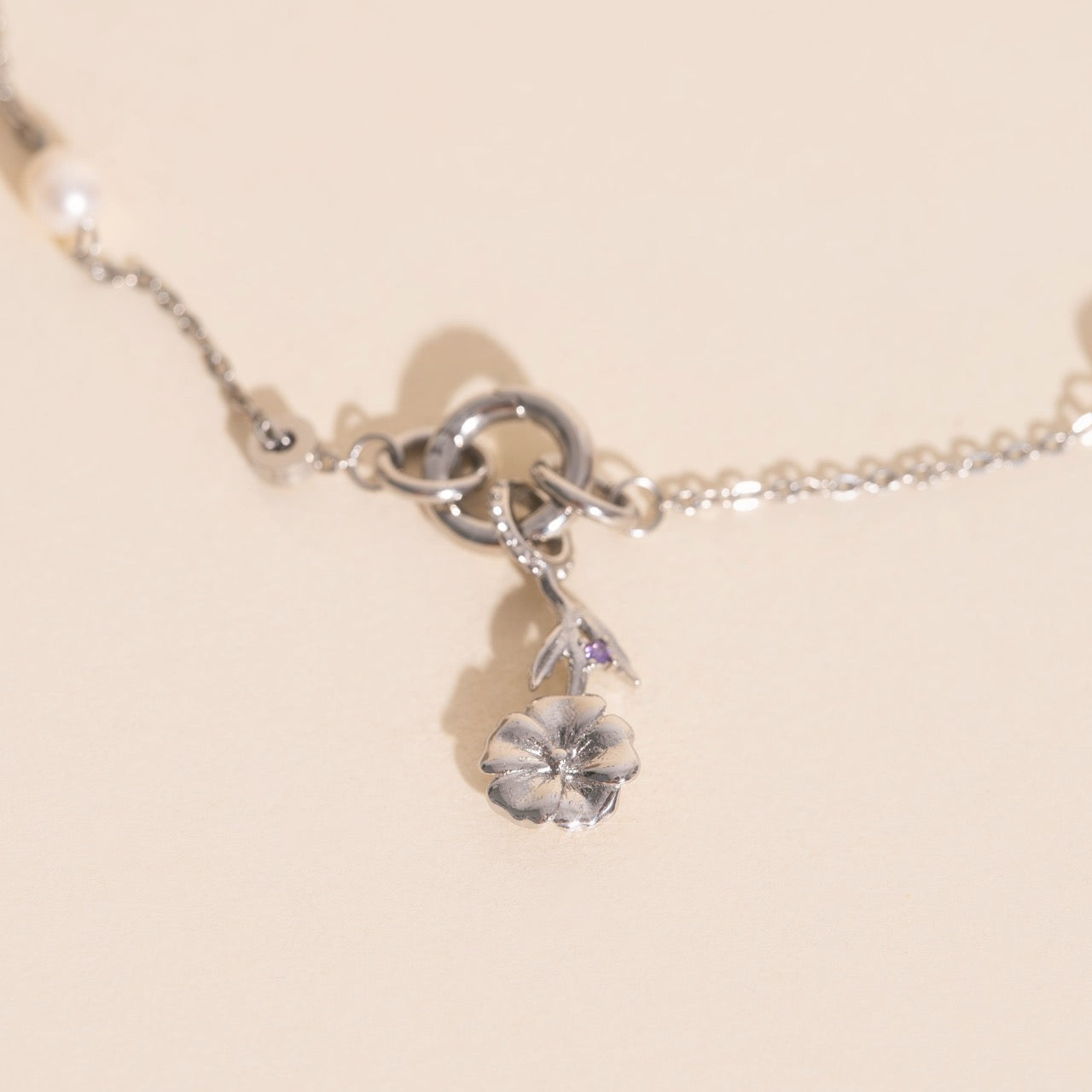 February Violet Birth Flower Necklace Charm