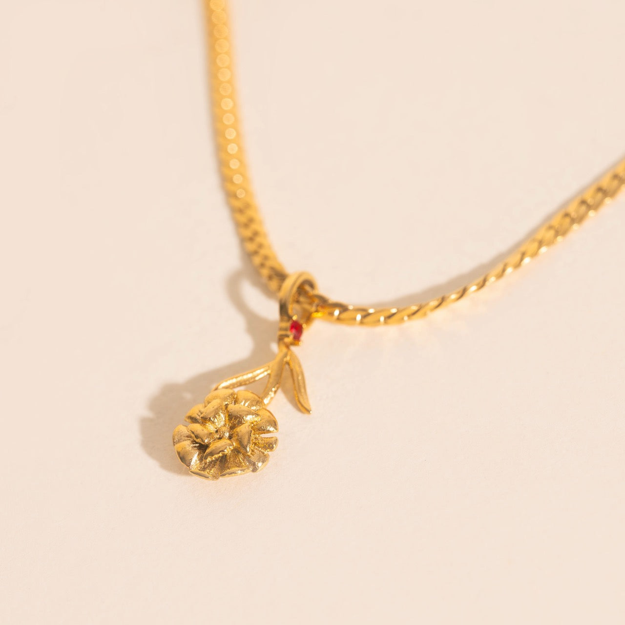 January Carnation Birth Flower Necklace Charm