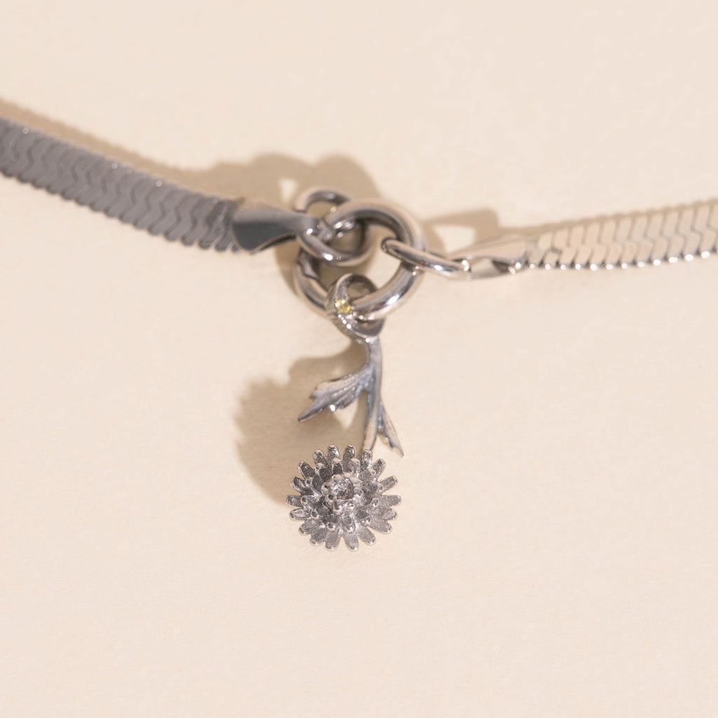 November Chrysanthemum Birth Flower Necklace Charm