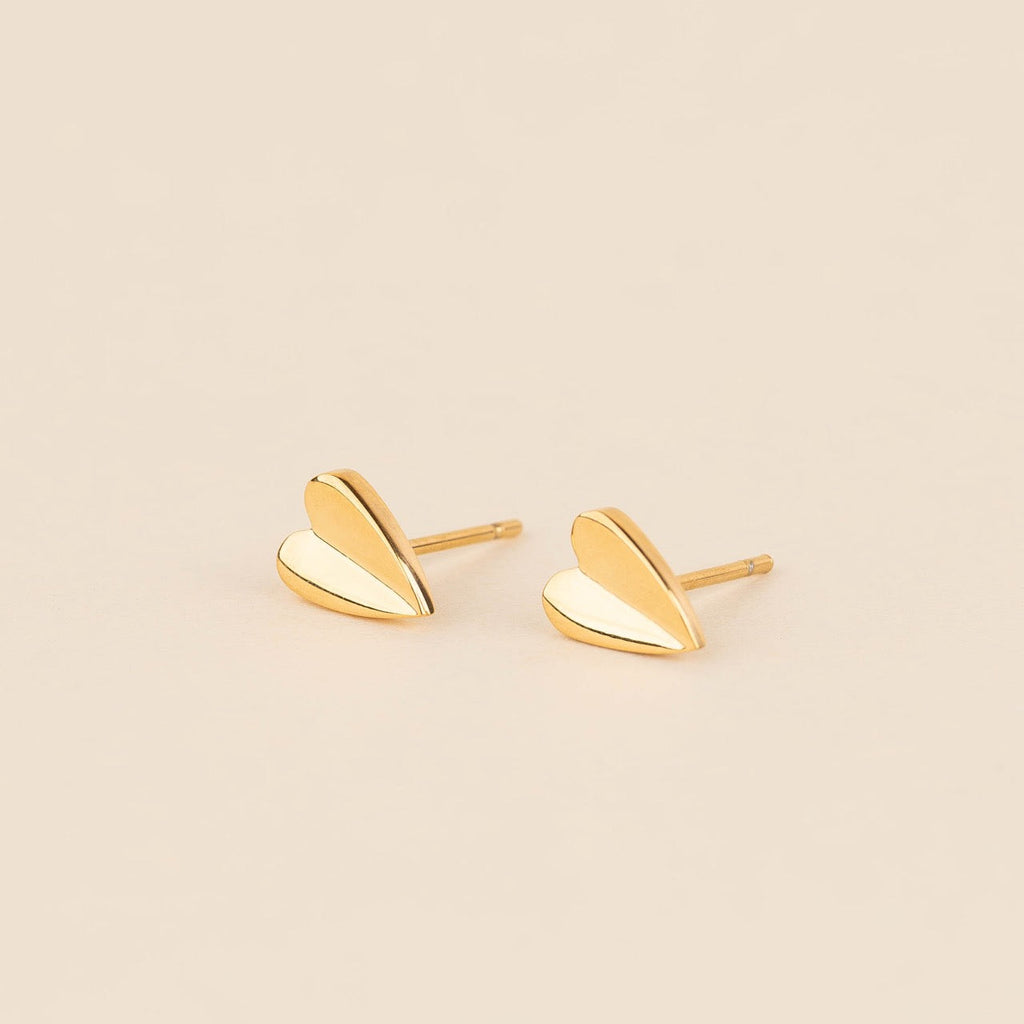 Folded Heart Stud Earrings