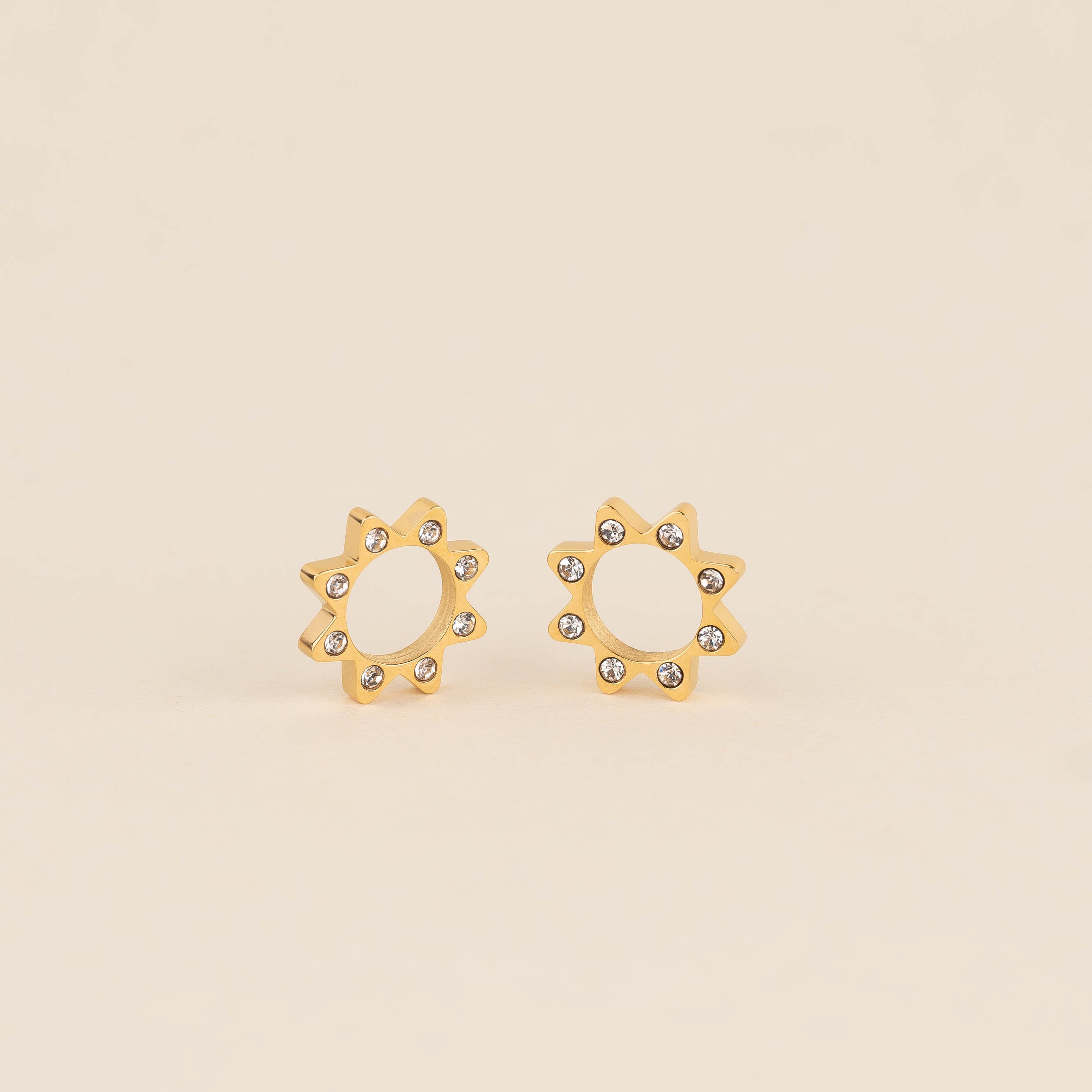 Crystal Sun Chunky Huggie Hoop Charms