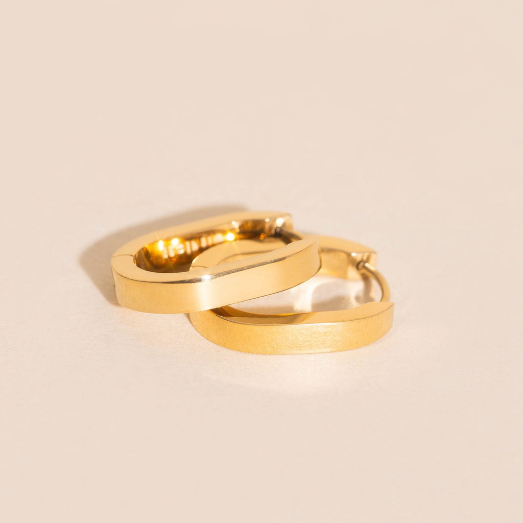 Titanium Smooth Oblong Huggie Hoop Earrings