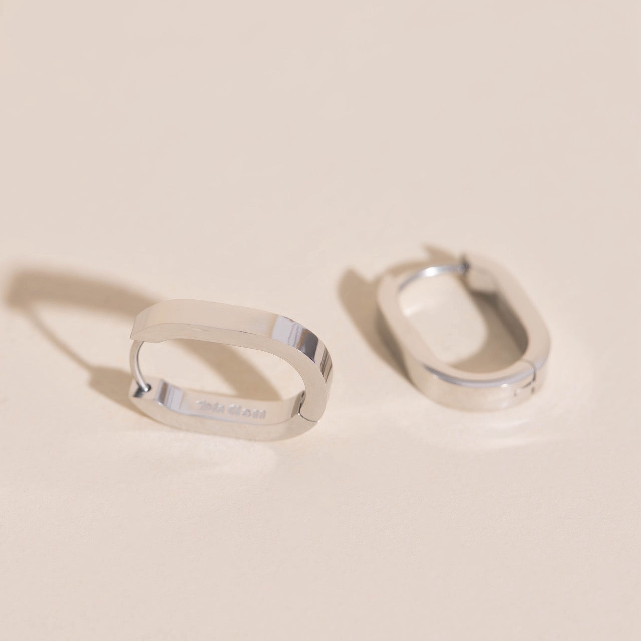 Titanium Smooth Oblong Huggie Hoop Earrings