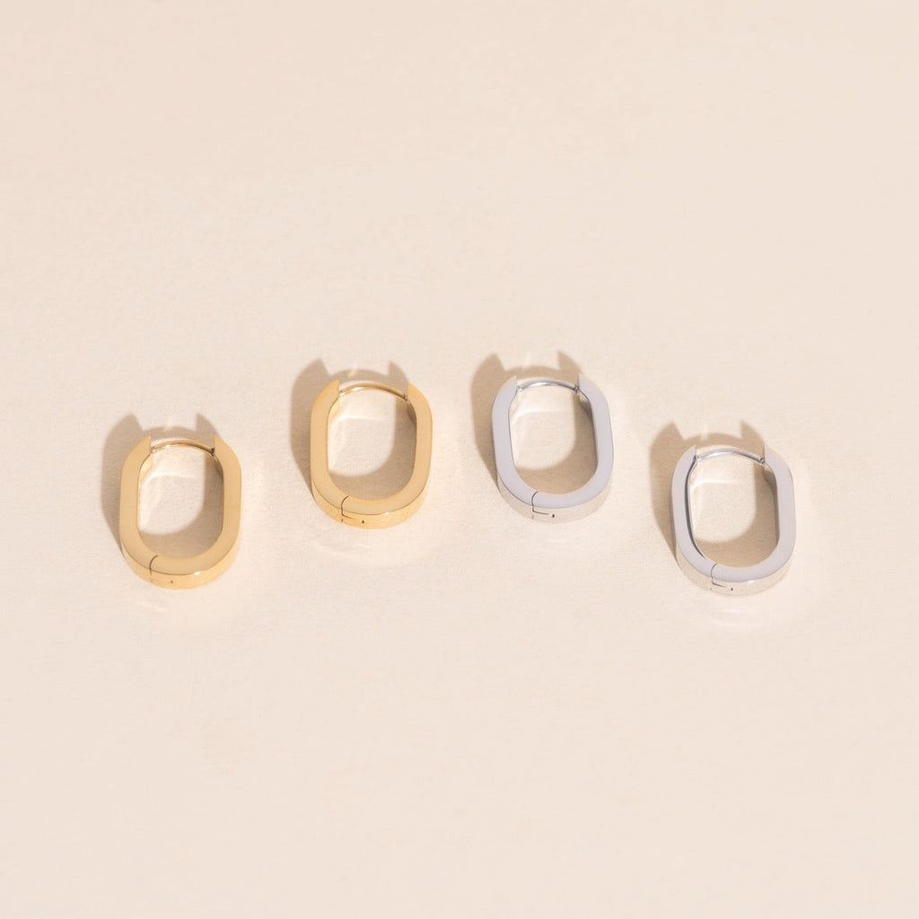 Titanium Smooth Oblong Huggie Hoop Earrings