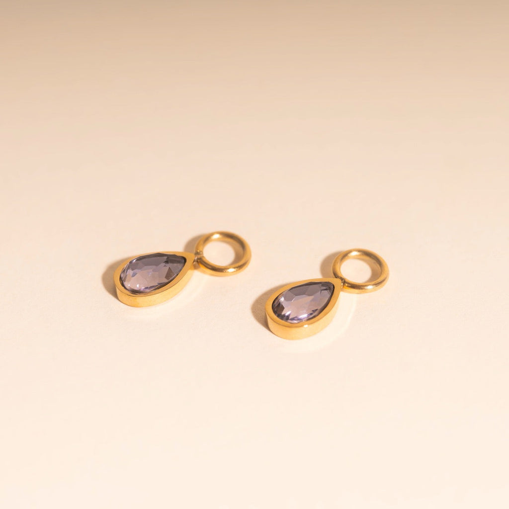 Lilac Drop Huggie Hoop Charms