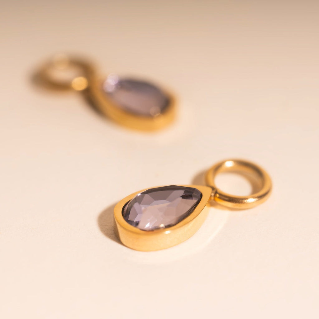 Lilac Drop Huggie Hoop Charms