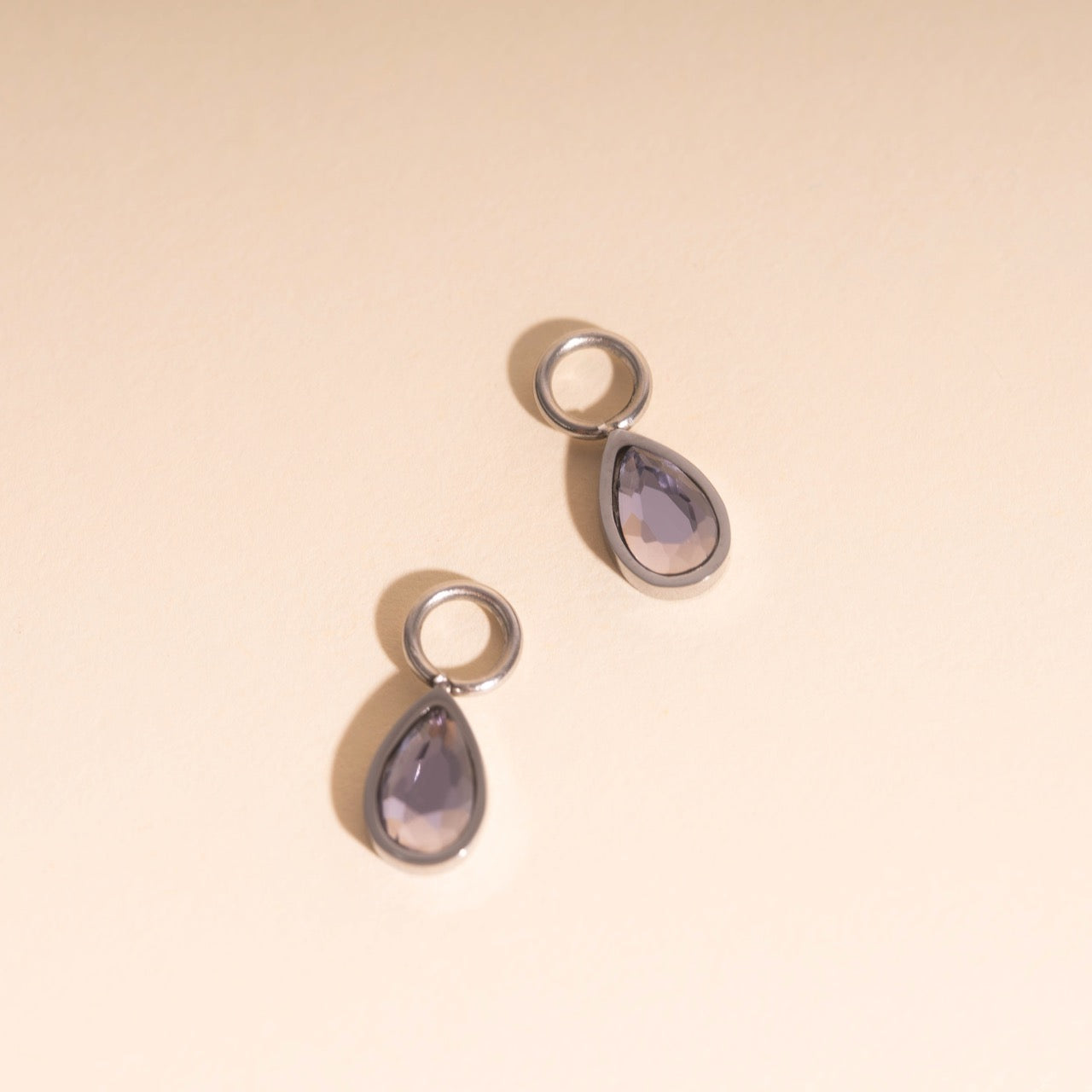 Lilac Drop Huggie Hoop Charms