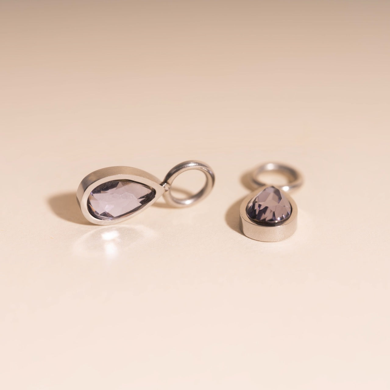 Lilac Drop Huggie Hoop Charms