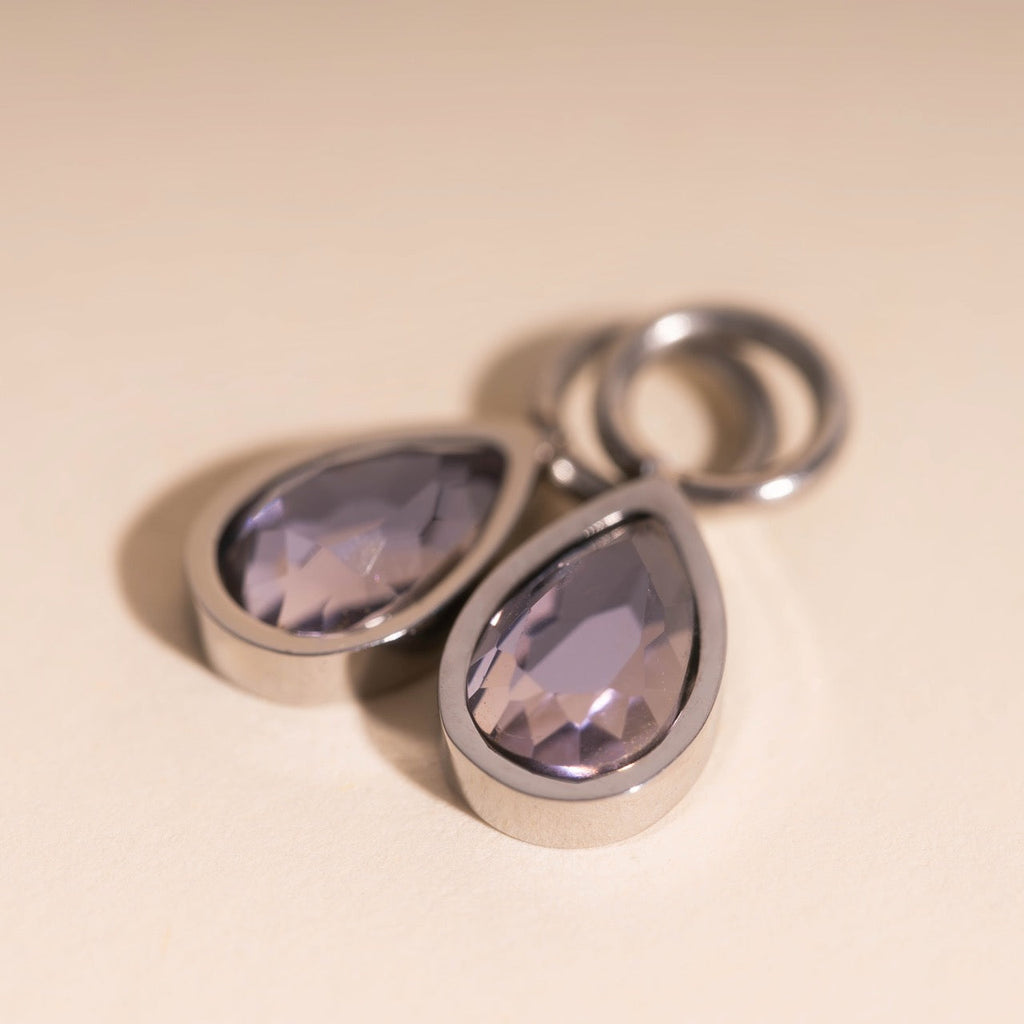 Lilac Drop Huggie Hoop Charms