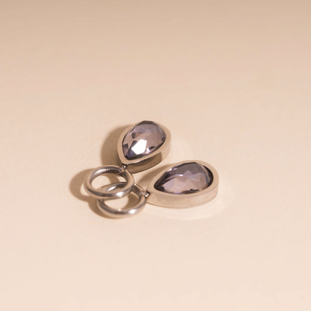 Lilac Drop Huggie Hoop Charms