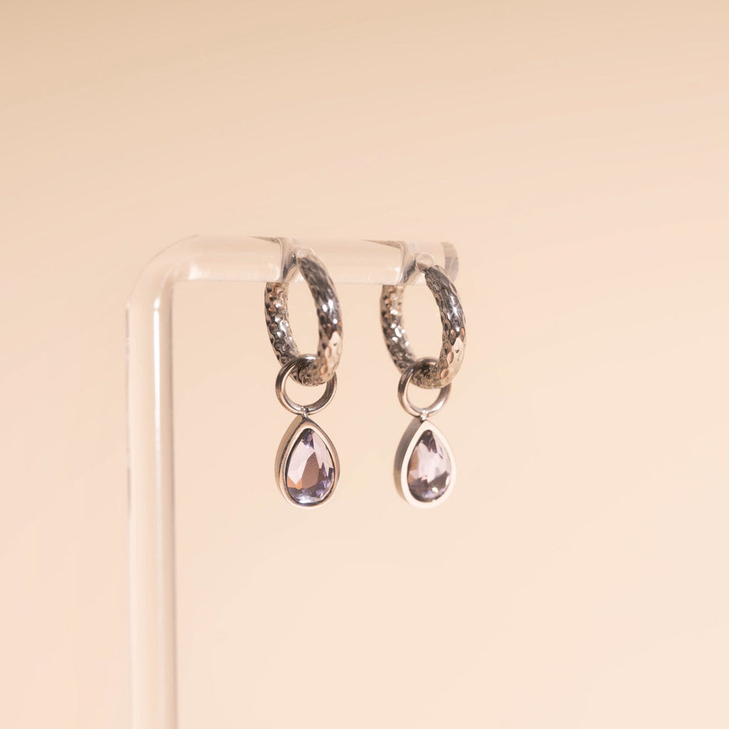 Lilac Drop Huggie Hoop Charms