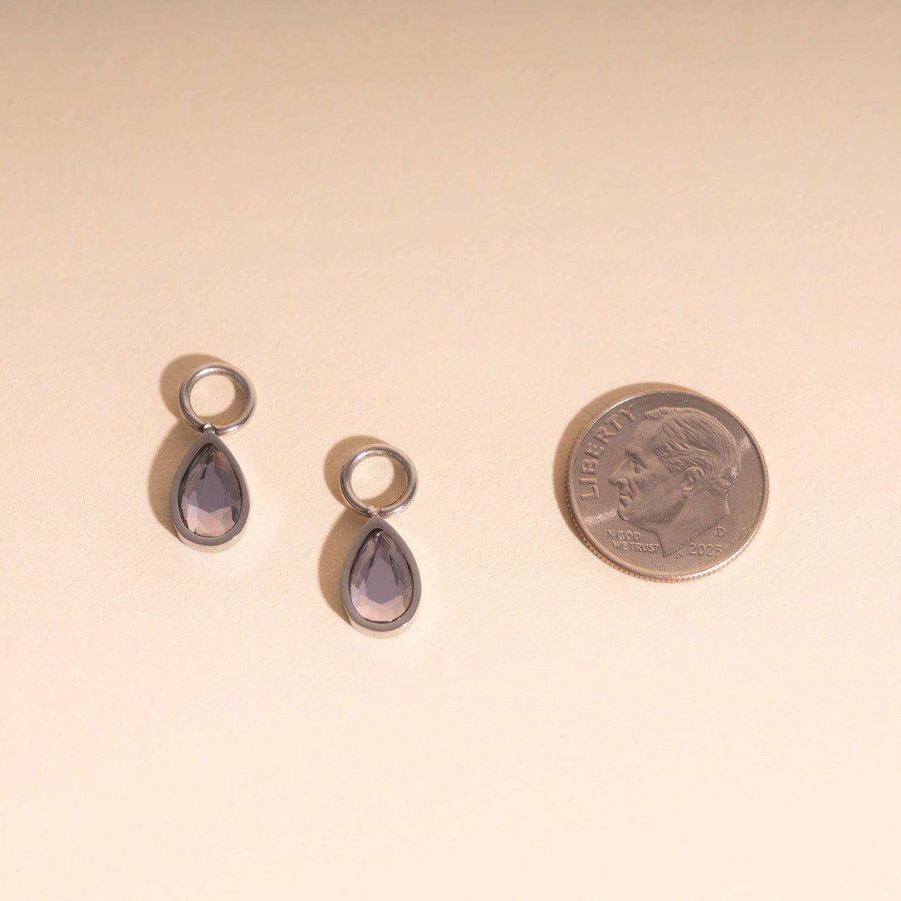 Lilac Drop Huggie Hoop Charms