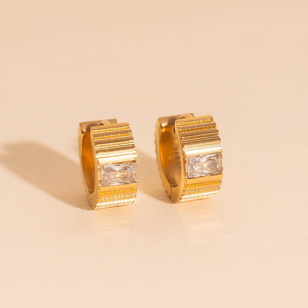 Textured Crystal Super Chunky Huggie Hoop Earrings