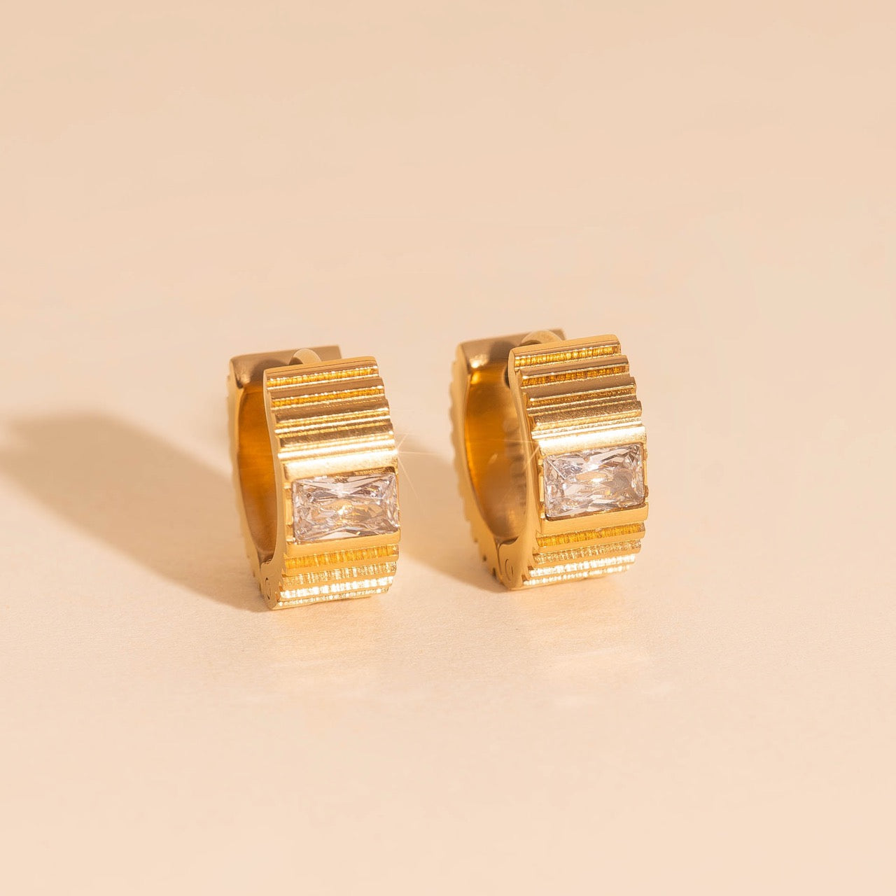 Textured Crystal Super Chunky Huggie Hoop Earrings