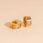 Textured Crystal Super Chunky Huggie Hoop Earrings by Oh Clementine