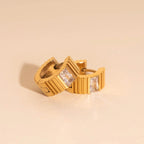 Textured Crystal Super Chunky Huggie Hoop Earrings by Oh Clementine