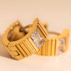 Textured Crystal Super Chunky Huggie Hoop Earrings by Oh Clementine