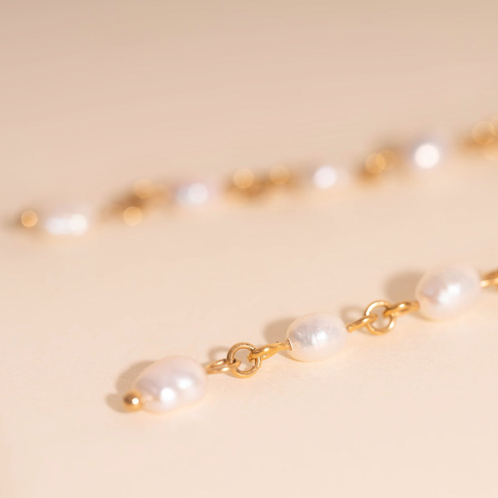 Pearl Dangle Chain Stud Earrings