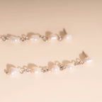Pearl Dangle Chain Stud Earrings by Oh Clementine
