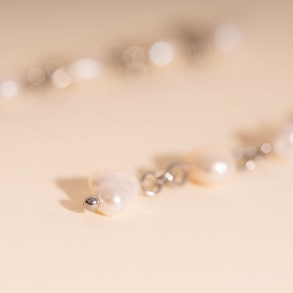 Pearl Dangle Chain Stud Earrings