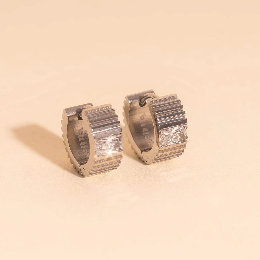 Textured Crystal Super Chunky Huggie Hoop Earrings by Oh Clementine