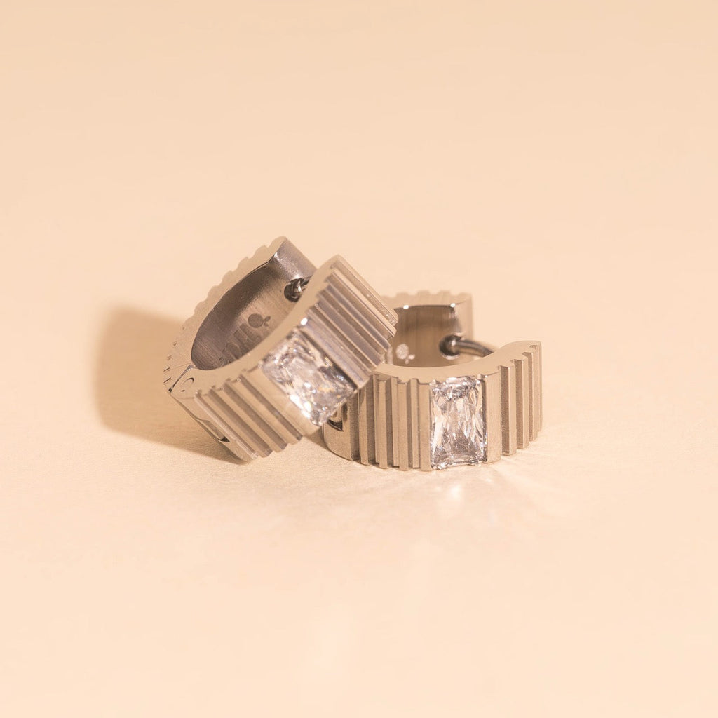 Textured Crystal Super Chunky Huggie Hoop Earrings